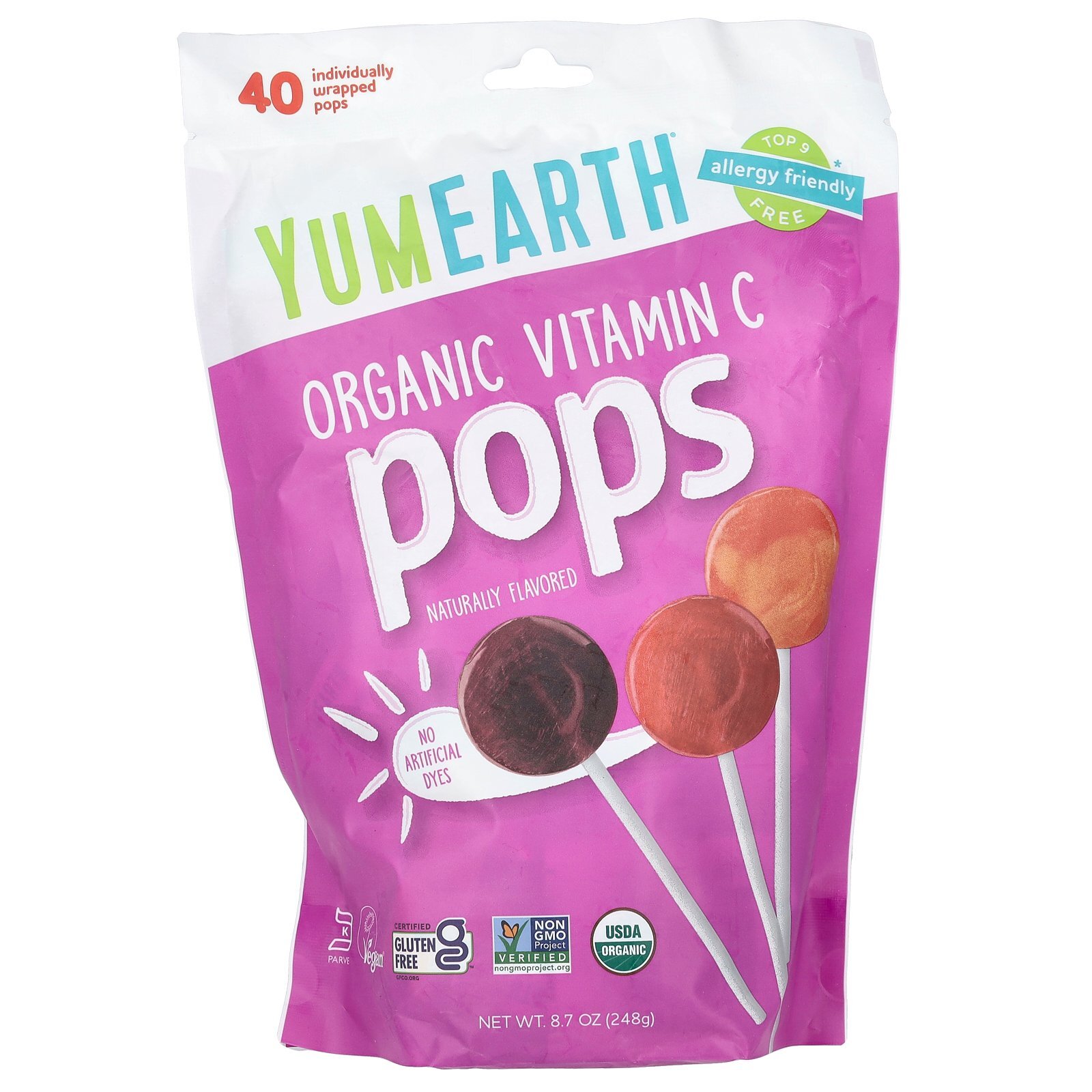 Organic Vitamin C Pops, Assorted, 40 Individually Wrapped Pops, 8.7 oz (248 g)