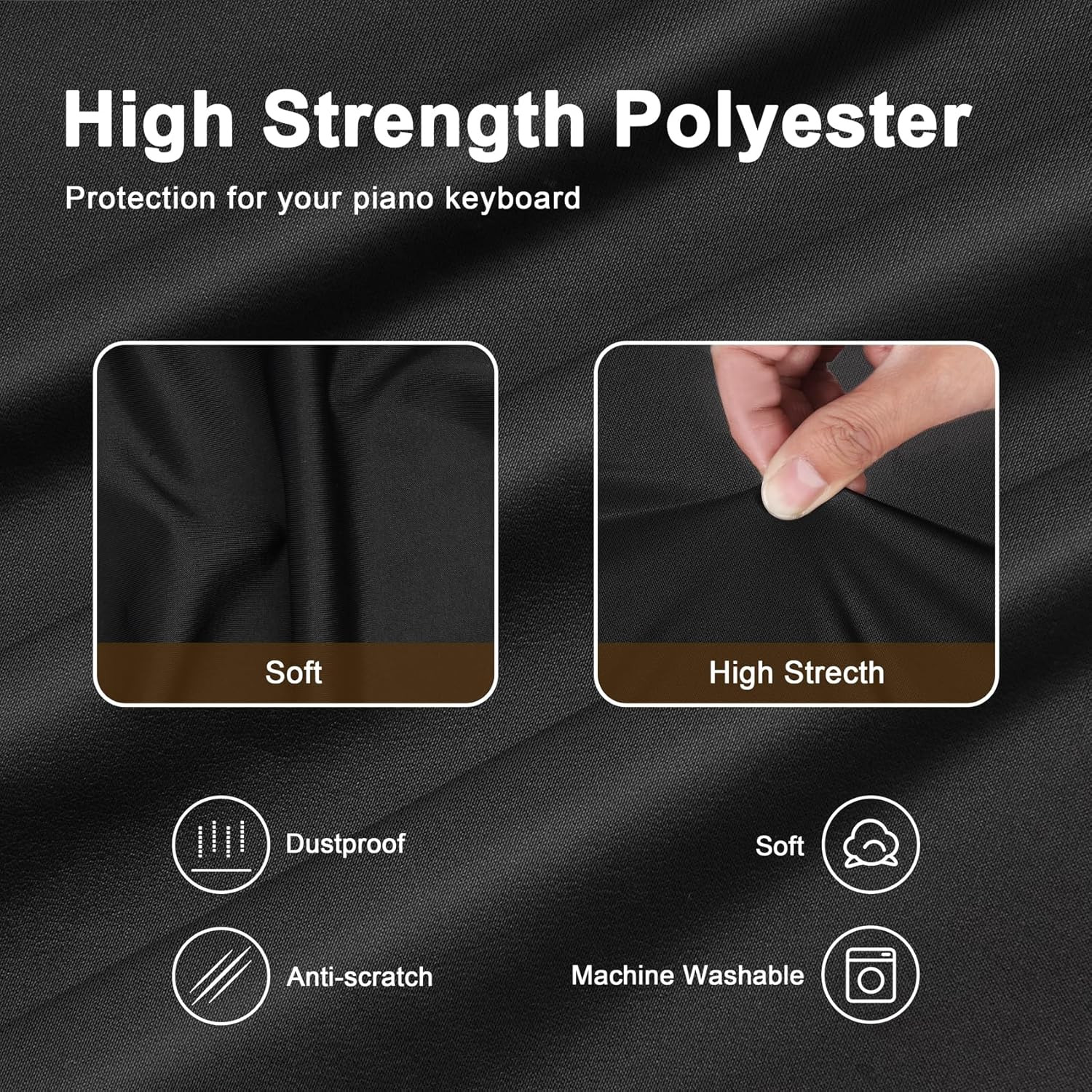 Stretchy 61 Keys Piano Keyboard Dust Cover with Music Stand