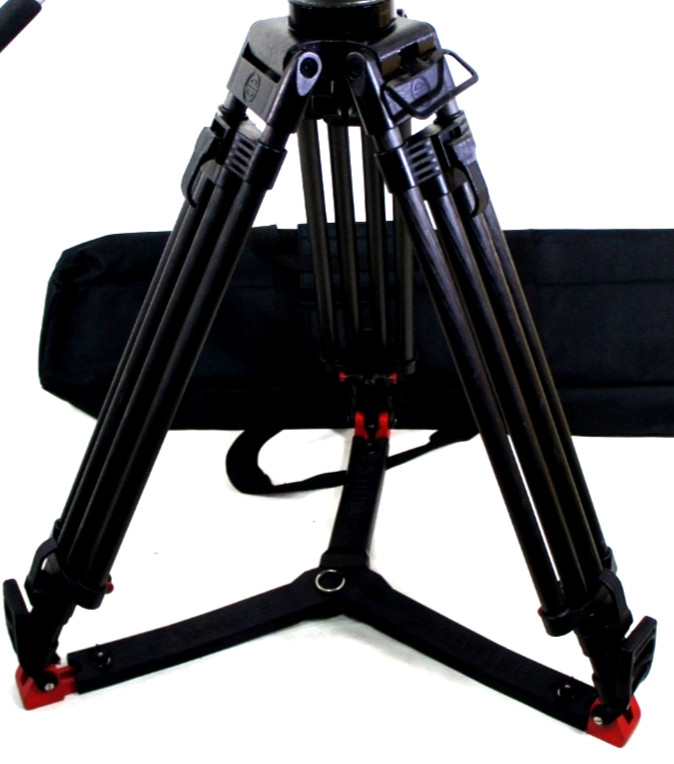 SACHTLER 5390 CF CARBON FIBER 100mm TRIPOD SYSTEM GROUND SPRD BAG SERVICED 299Lb