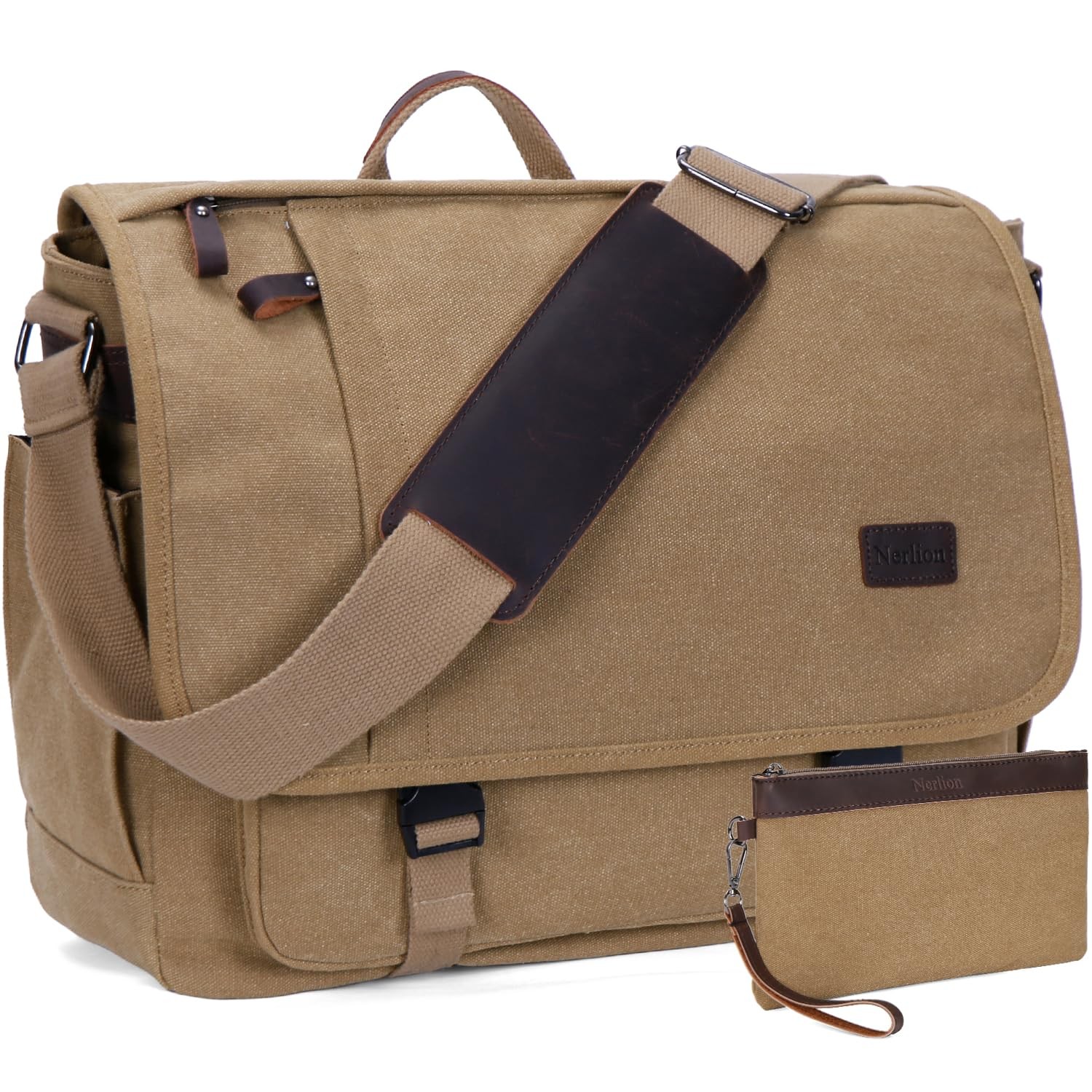 Nerlion Messenger Bag for Men 17-17.3 Inch Laptop Bag Canvas Water-resistant ...