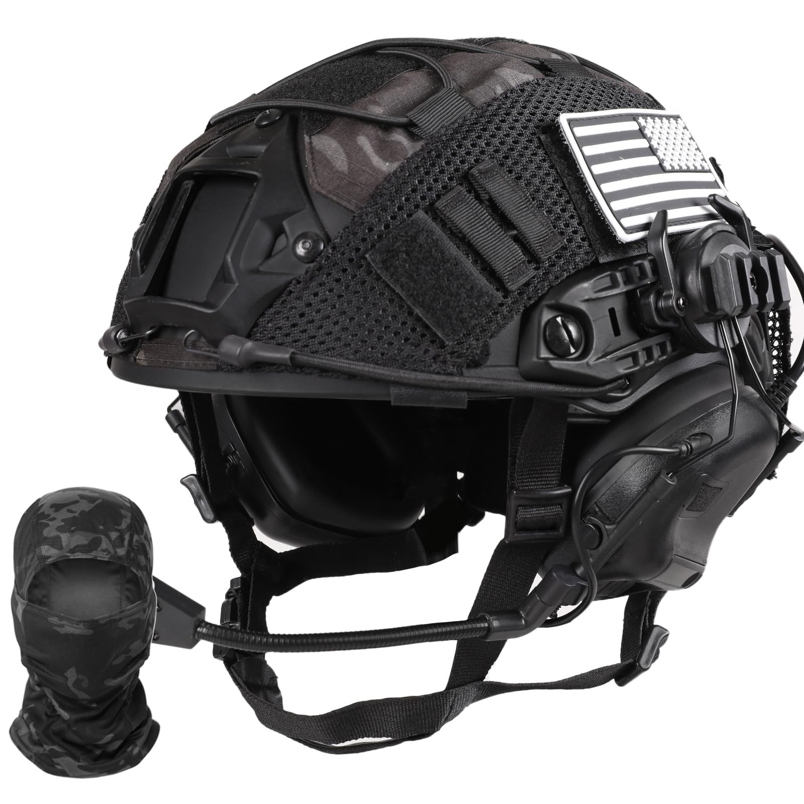 Tactical Helmet with Headset,Adjustable Helmet with Helmet Cover and Fcae Mas...