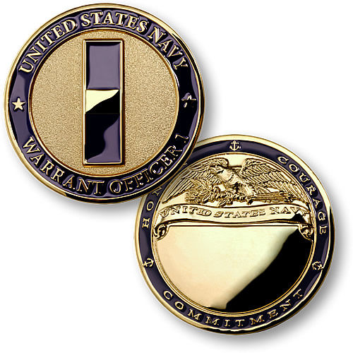ENGRAVABLE U.S. NAVY WARRANT OFFICER 1 CHALLENGE COIN 48126