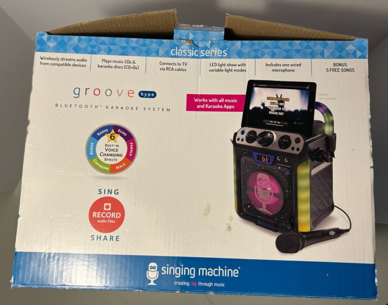 Singing Machine Portable Groove Hype Bluetooth Karaoke System (SML712BK) - [LN]™