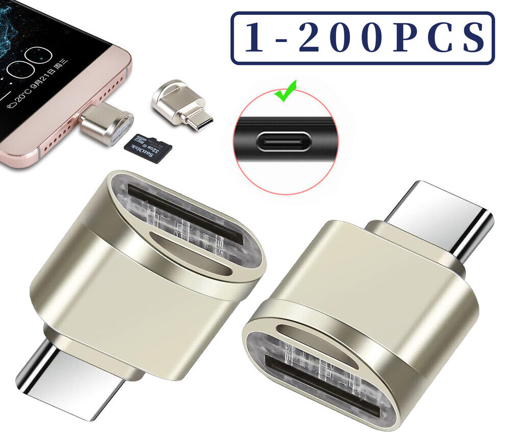 100pcs Type C Micro SD TF Card Reader OTG USB Adapter Converter For Samsung Lot