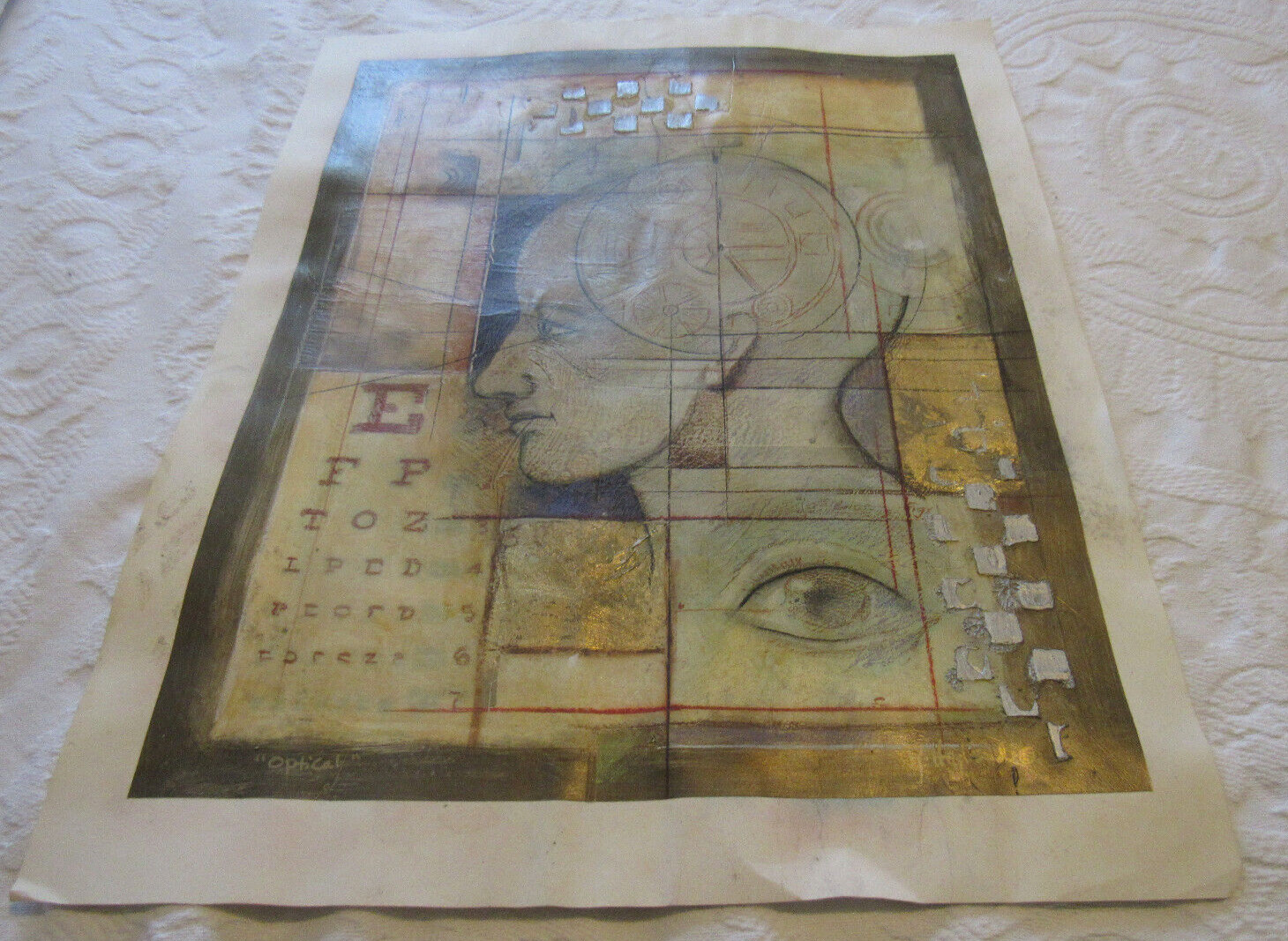 Robert Hoglund mixed media Painting "OPTICAL" 21 st Century; Large, 18" x 23"