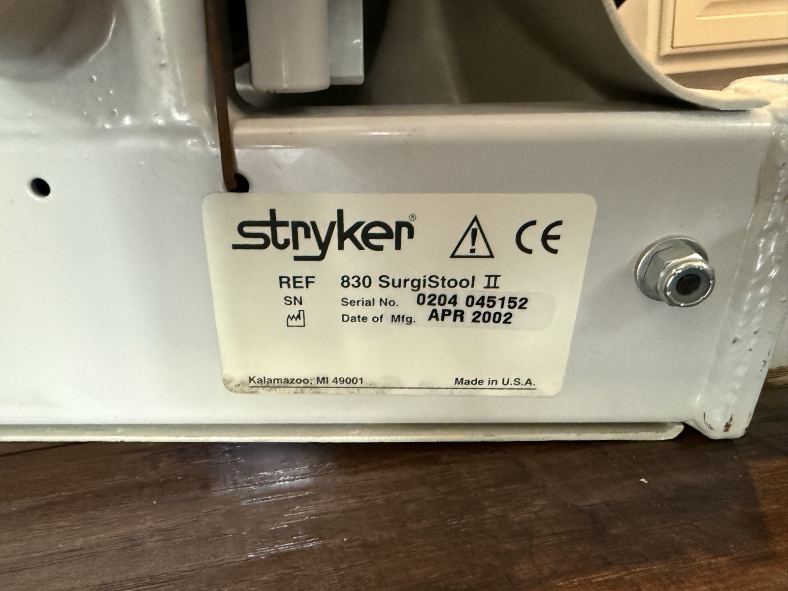 Stryker 830 SurgiStool II Surgeon Stool w/ Adjustable Back and Armrests