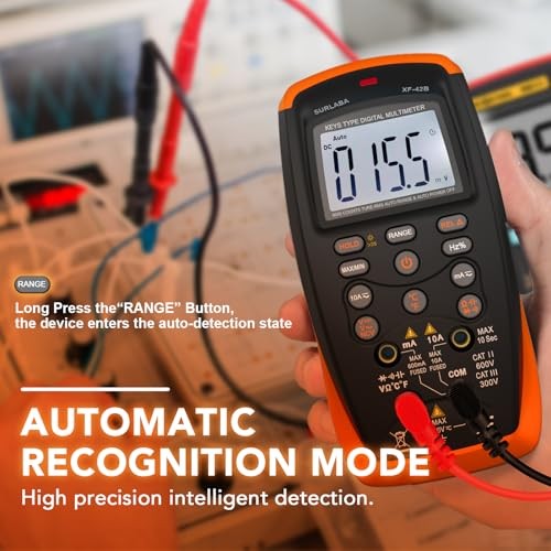 Multimeter Tester TRMS 6000 Counts, Voltage Meter with NCV, Backlight, 42B-O