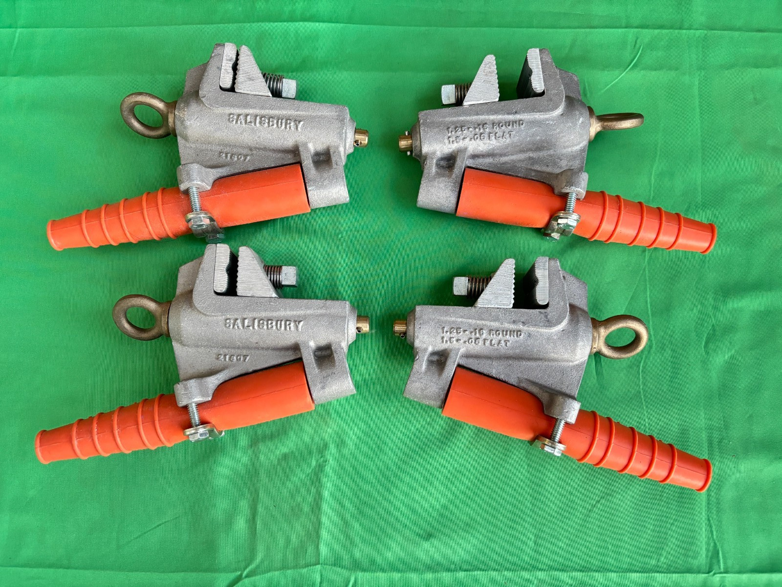 FOUR Salisbury 21807 Flat Jaw Threaded Ferrule Ground Clamp, 1.5" Jaw Opening