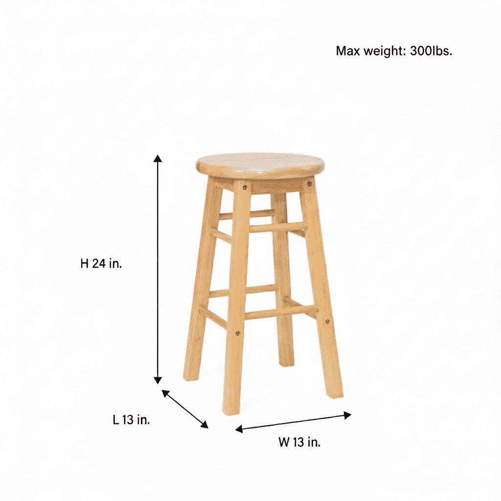 Mainstays Indoor 24 Inch Backless Wooden Counter Stool, 2-Pack, Natural Finish