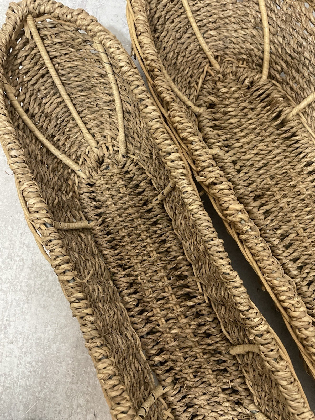Woven Seagrass Bread or Fruit Skinny Long Tabletop Basket- Lot Of 2 Never Used