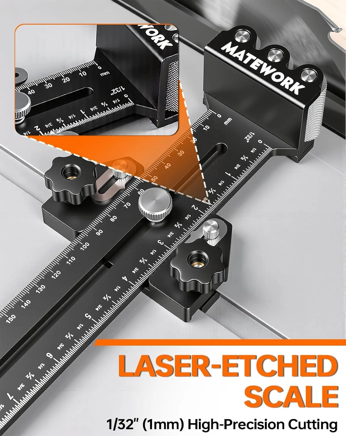 MATEWORK Thin Rip Jig Table Saw Jig Guide, 3 Rollers Anti-Kickback for Repetitiv