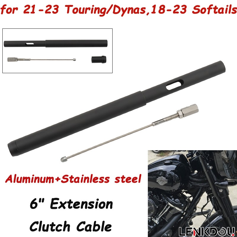 Black Fat Baggers 6" Clutch Cable Extension for Harley Touring 2021+ 109814