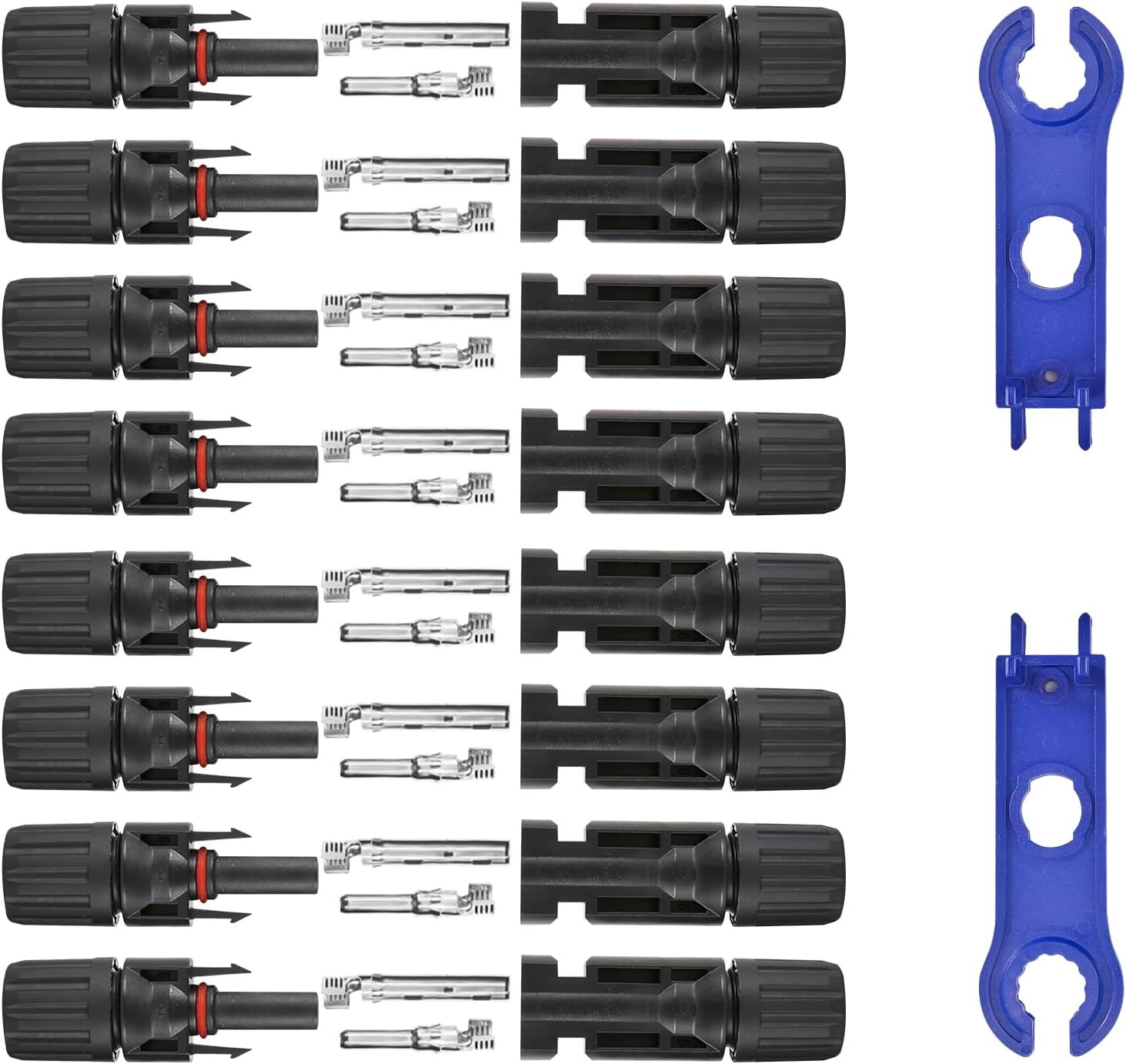 16PCS Solar Panel Connectors 1000V 30A IP67 MC4 10AWG 8 Pairs w/ Spanners
