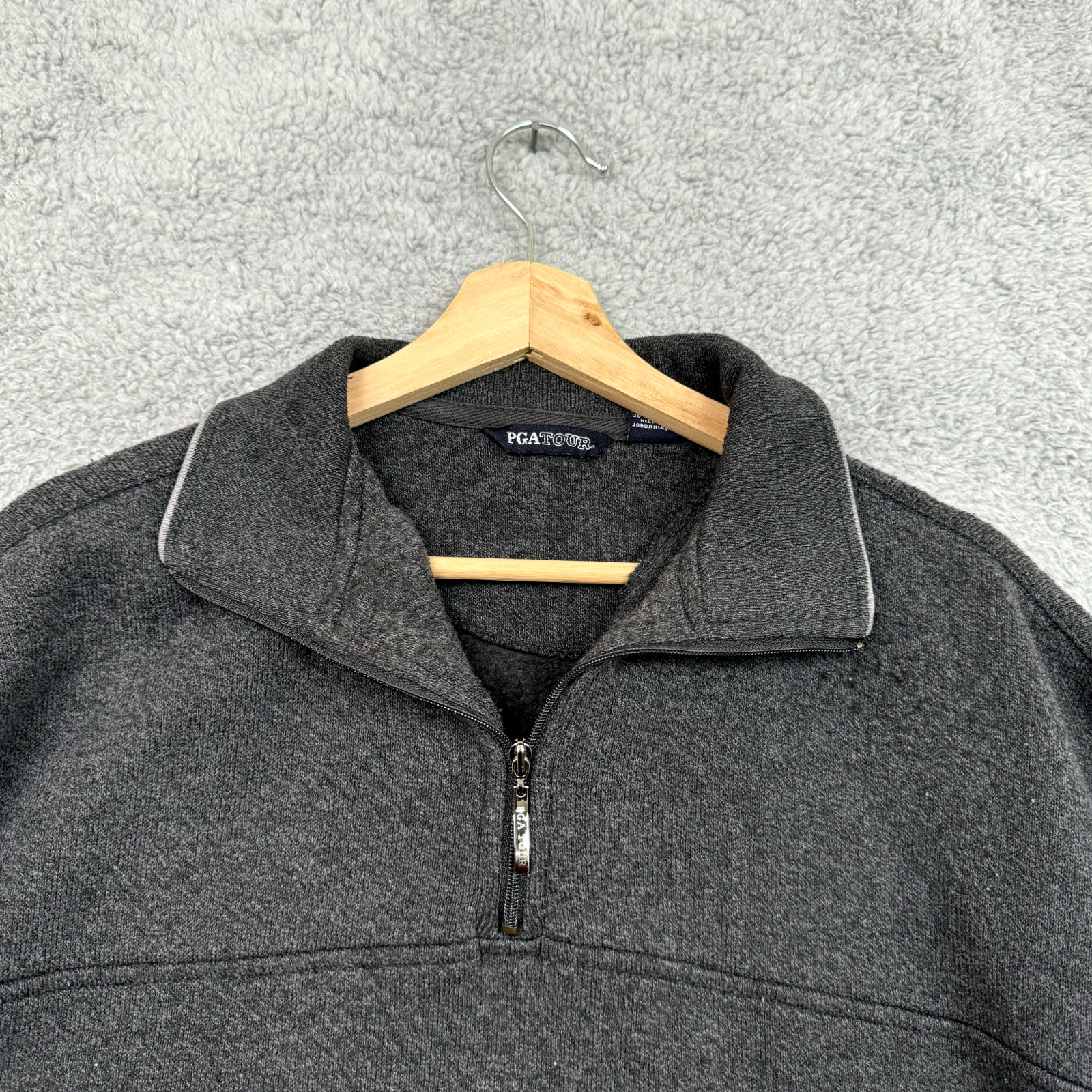PGA Tour Sweater Large Gray 1/4 Zip Pullover Golf Performance Dadcore Outdoor