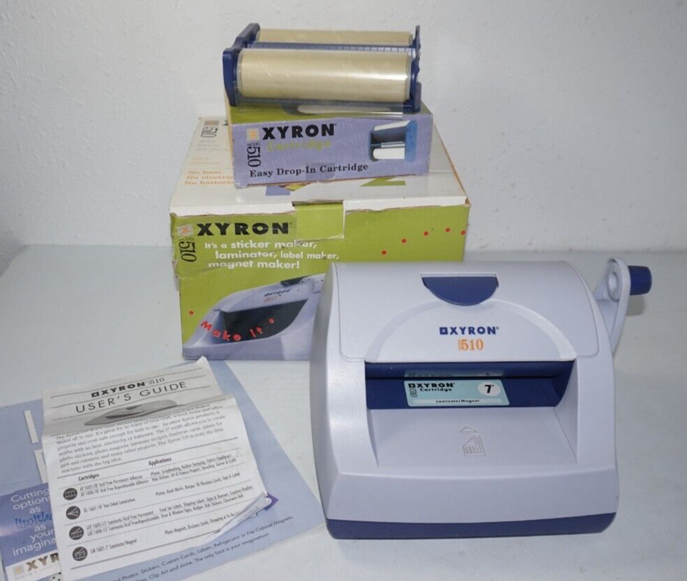 Xyron Model 510 Sticker Label Magnet Maker Laminator w Magnet & Laminate Cartrid