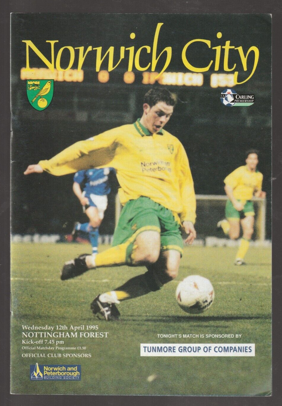 April 12 1995 Norwich City vs. Nottingham Forest official game program