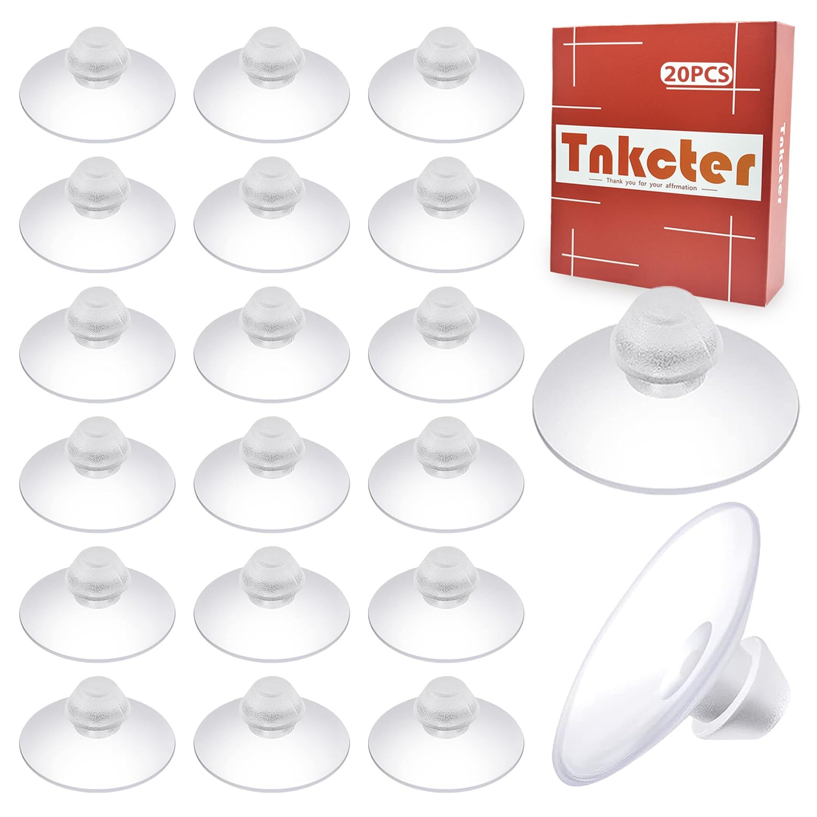 Tnkcter 20-Pack Transparent Anti-Collision Suction Cups, 18mm, 20pack