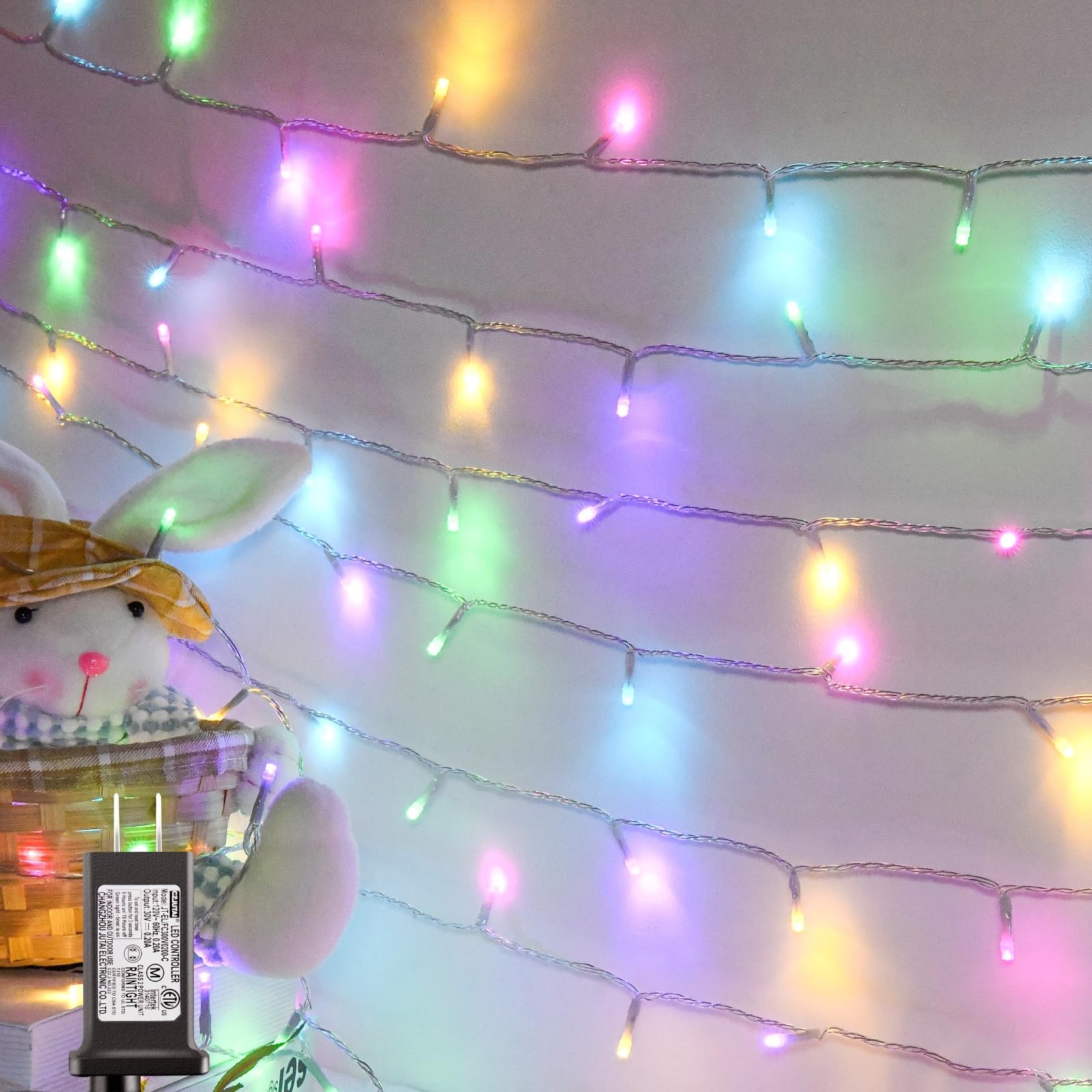 Easter String Lights, Pastel Easter Lights Plug in with Timer 8 Lighting Mode...