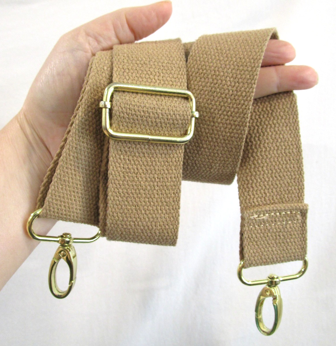 Tan Brown Canvas Gold Hardware Adjustable Replacement Shoulder Strap