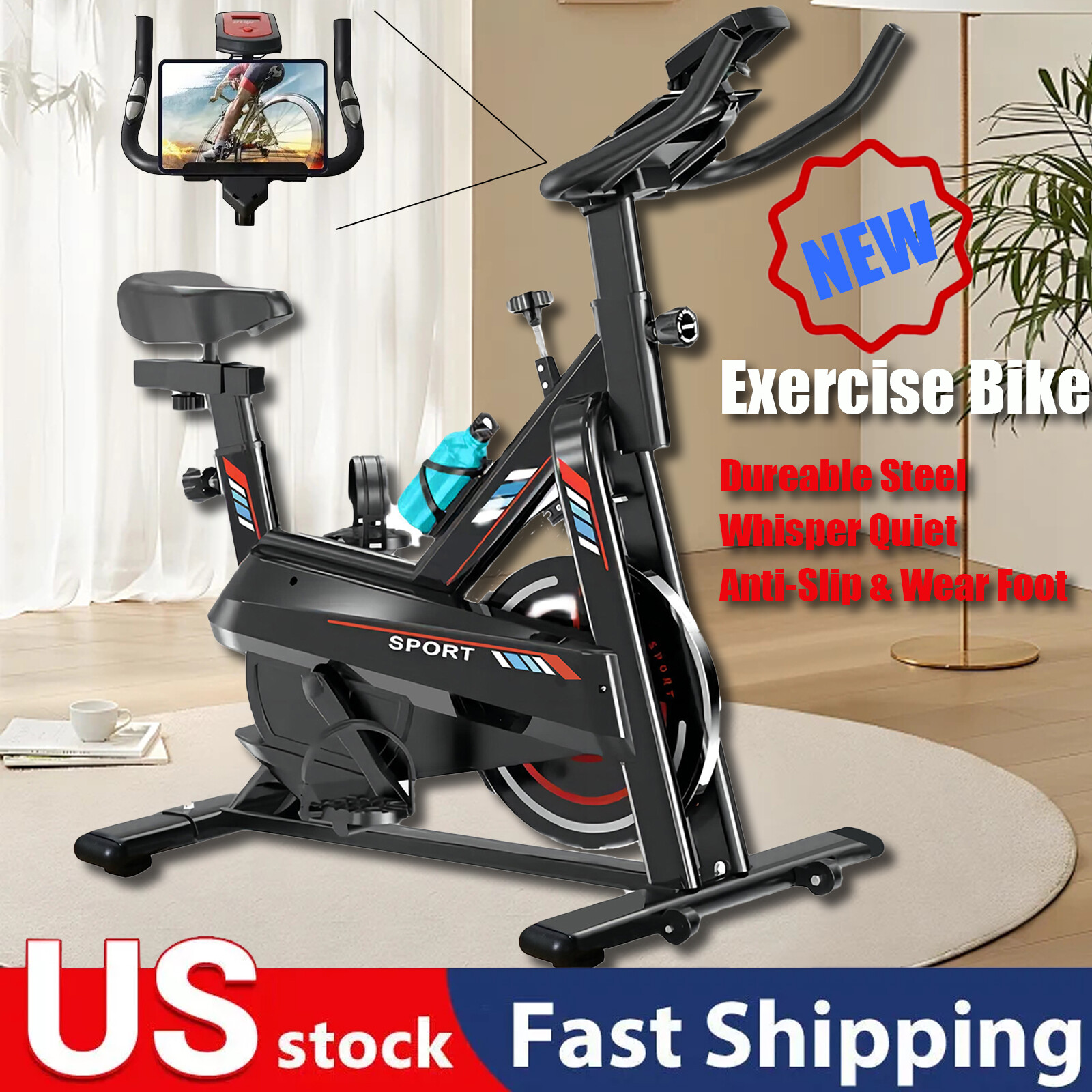 Home Exercise Bike Fitness Indoor Cycling Stationary Bicycle Cardio Workout Bike