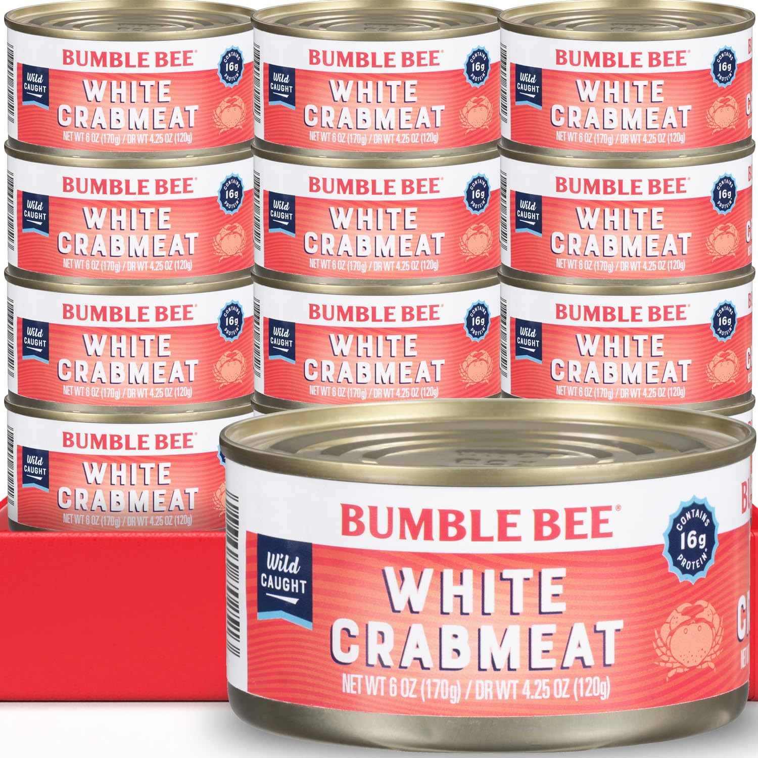 Bumble Bee White Flake Crabmeat in Water, 6 oz Can Pack of 12 ? Wild Caught, 16g