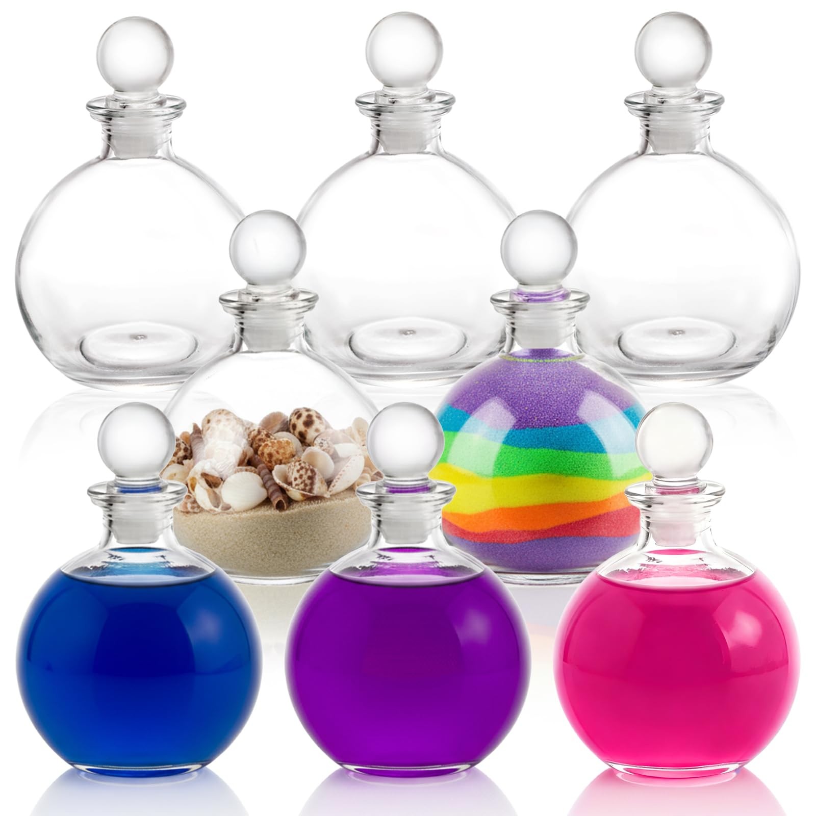 8 Pack Spherical Glass Bottles, 8 Oz Round Bottle with Stopper, Glass Sphere ...