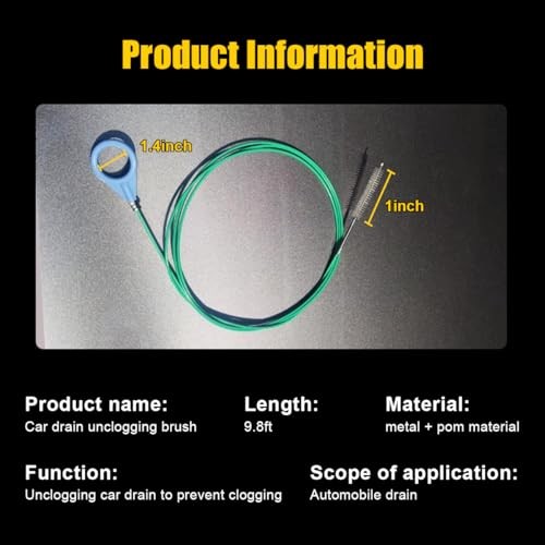 Auto Sunroof Drain Cleaning Tool Flexible Drain Dredging Tool for Car, 9.8 Ft
