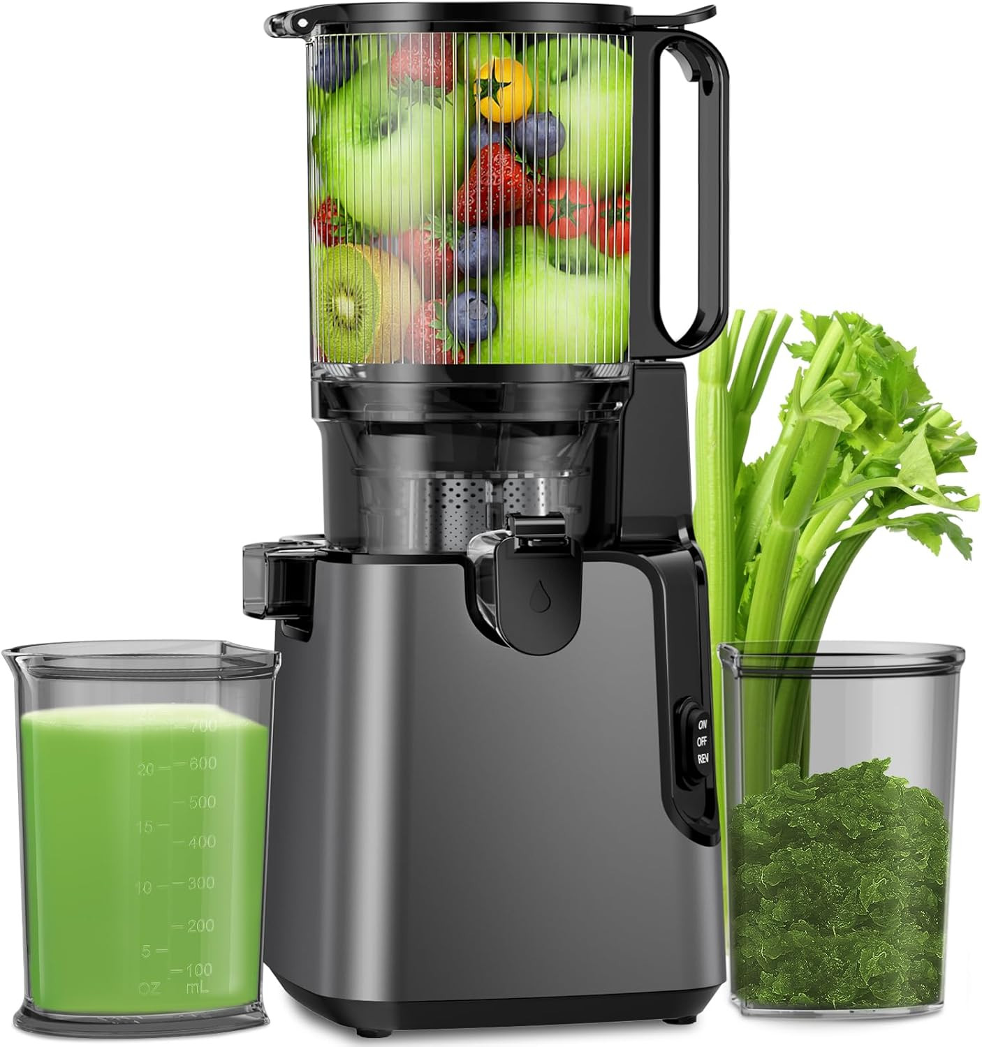 YPONE Cold Press Juicer Large Feed Chute Whole Fruit Veggie Juicer 5.8inch 350W