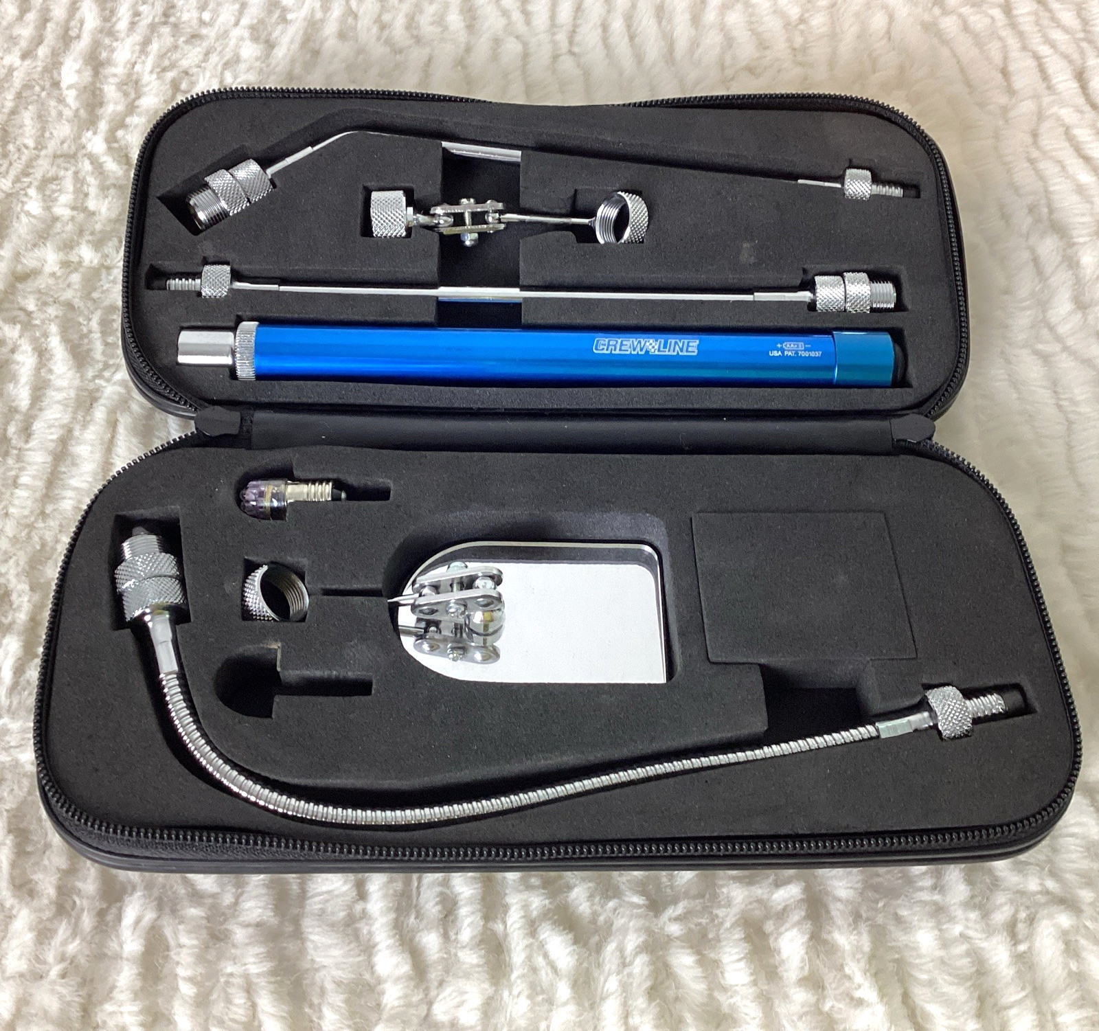 CREWLINE 8-Piece Metal Inspection Tool Light Kit in Zippered Case Unused VTG