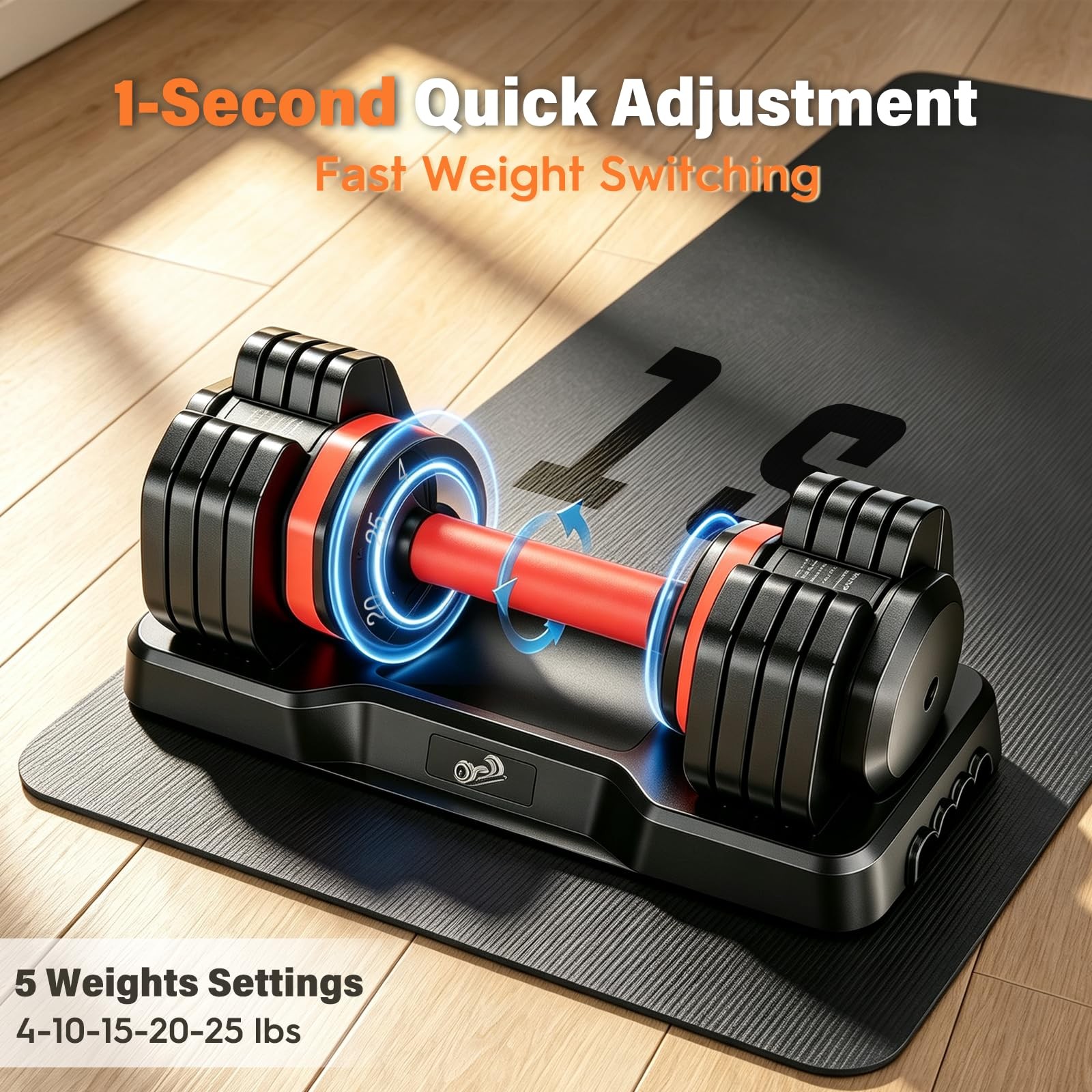FEIERDUN DB1 QuickDial Adjustable Dumbbell Set, Free Weights with Storage Box