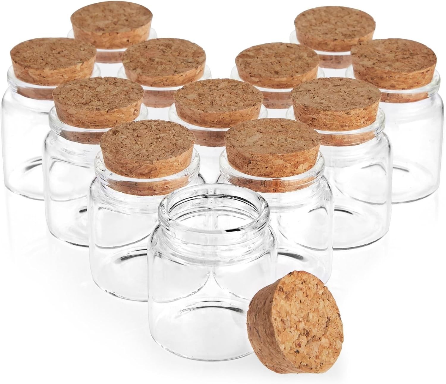 Bright Creations Small Glass Jars with Cork Lids, 50Ml Mini Bottles for DIY Craf
