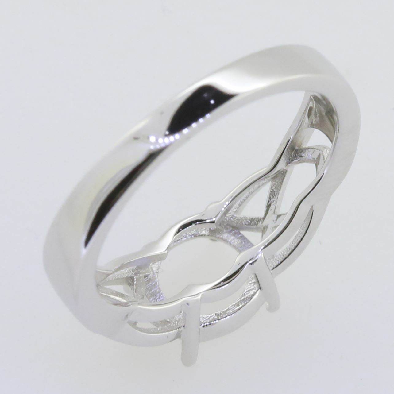Sterling Silver Semi Mount Ring Setting Round RD 8x8mm White Topaz