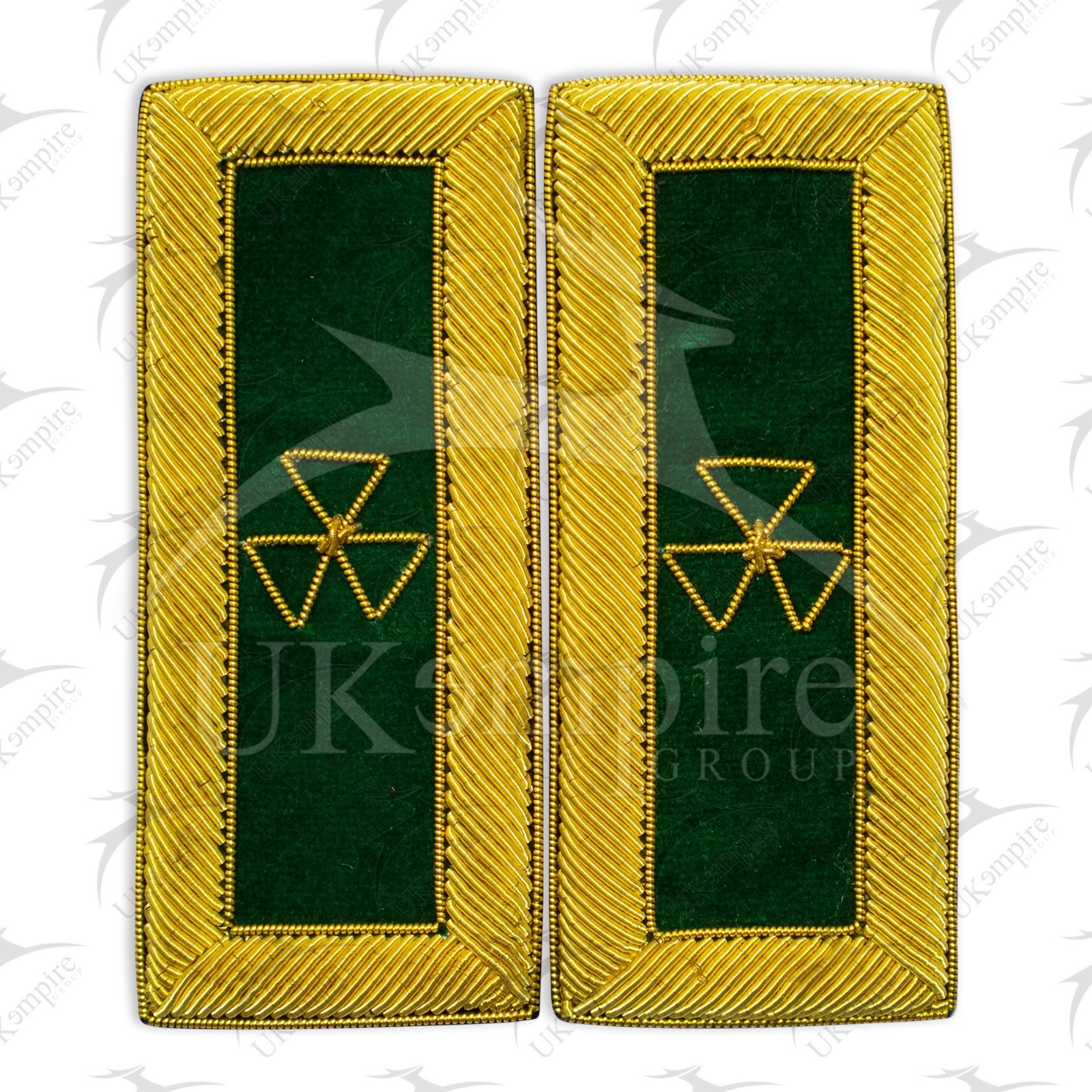 Masonic Knight Templar Prelate Shoulder Boards Gold Bullion  – Hand EMB Small