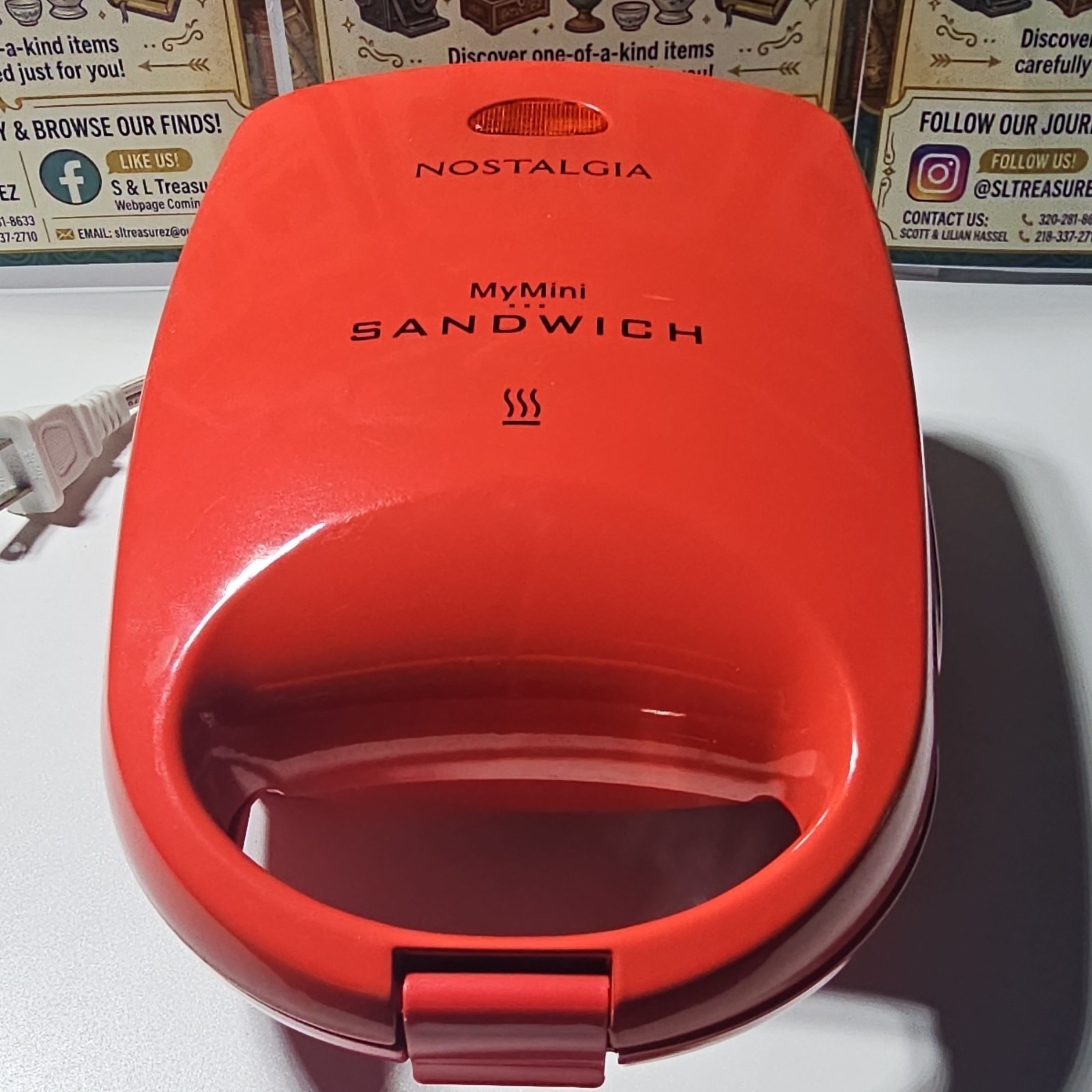 Nostalgia MyMini Sandwich Maker Red Electric 750W Kitchen Appliance