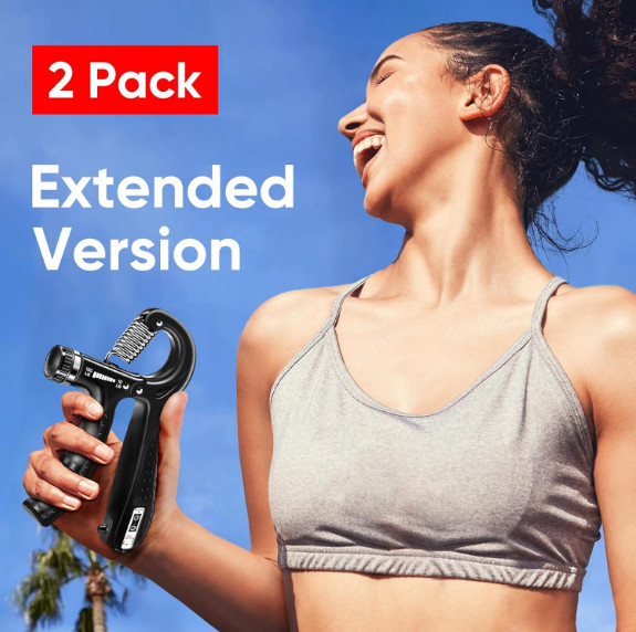 Grip Strength Trainer Kit (2 Pack) with Finger Exerciser, Hand Grip Strengthener