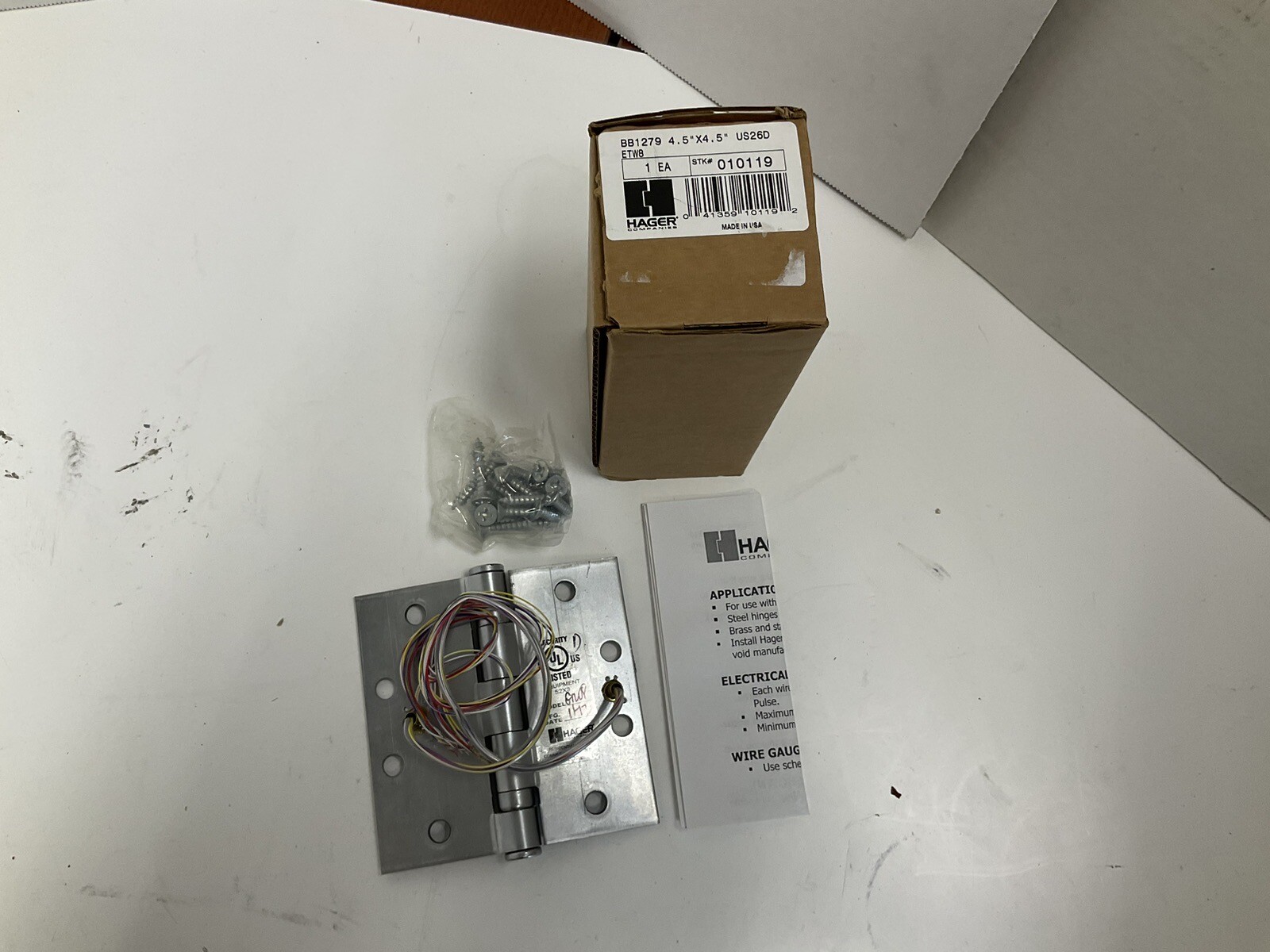 BB1279 1108 ACSI Electrified Hager 8 Wire Hinge 4-1/2” X 4-1/2”