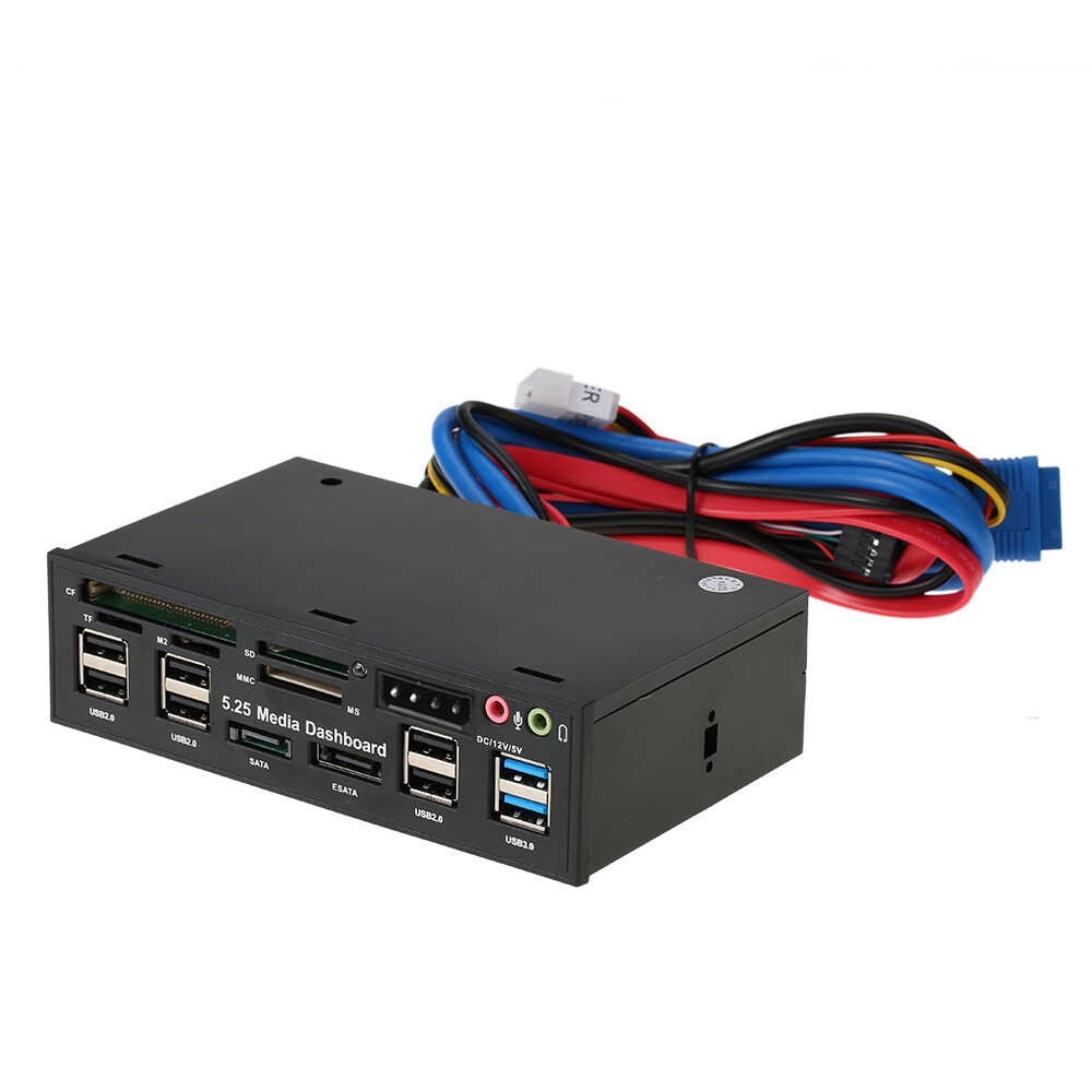 5.25 inch Multi-Function USB 3.0 Hub Front Panel Media Dashboard eSATA O4J1
