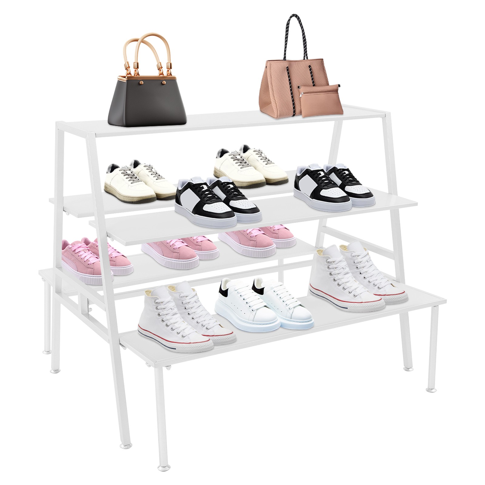 Modern Standing Display Rack, Double Side Clothing Shop Display Tables White