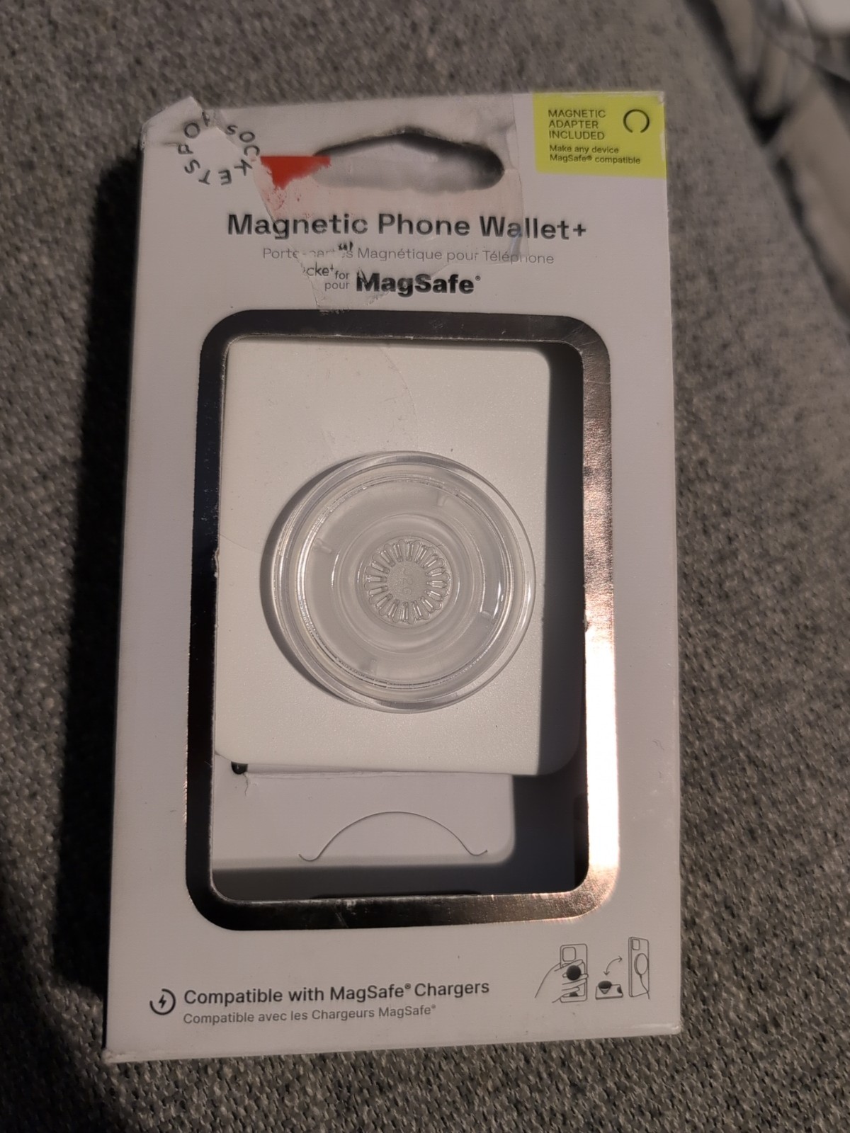 PopSockets Magnetic MagSafe PopWallet+ Phone Wallet & Grip iPhone - White/Clear