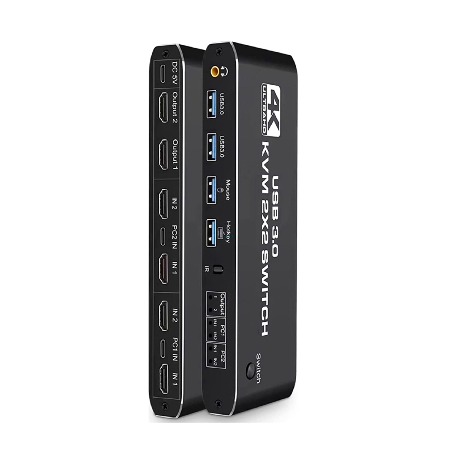2x2 4K 60Hz USB 3.0 HDMI KVM Switch Hub With Keyboard Hotkey Extended Display A