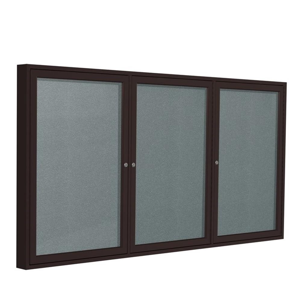 Ghent's Vinyl 36" x 72" 3 Door Enclosed Bulletin Board in Stone