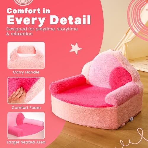 Toddler Foam Chair | Cute Pink Soft Lounge Chair for Toddler Girls Ages 1–4 |