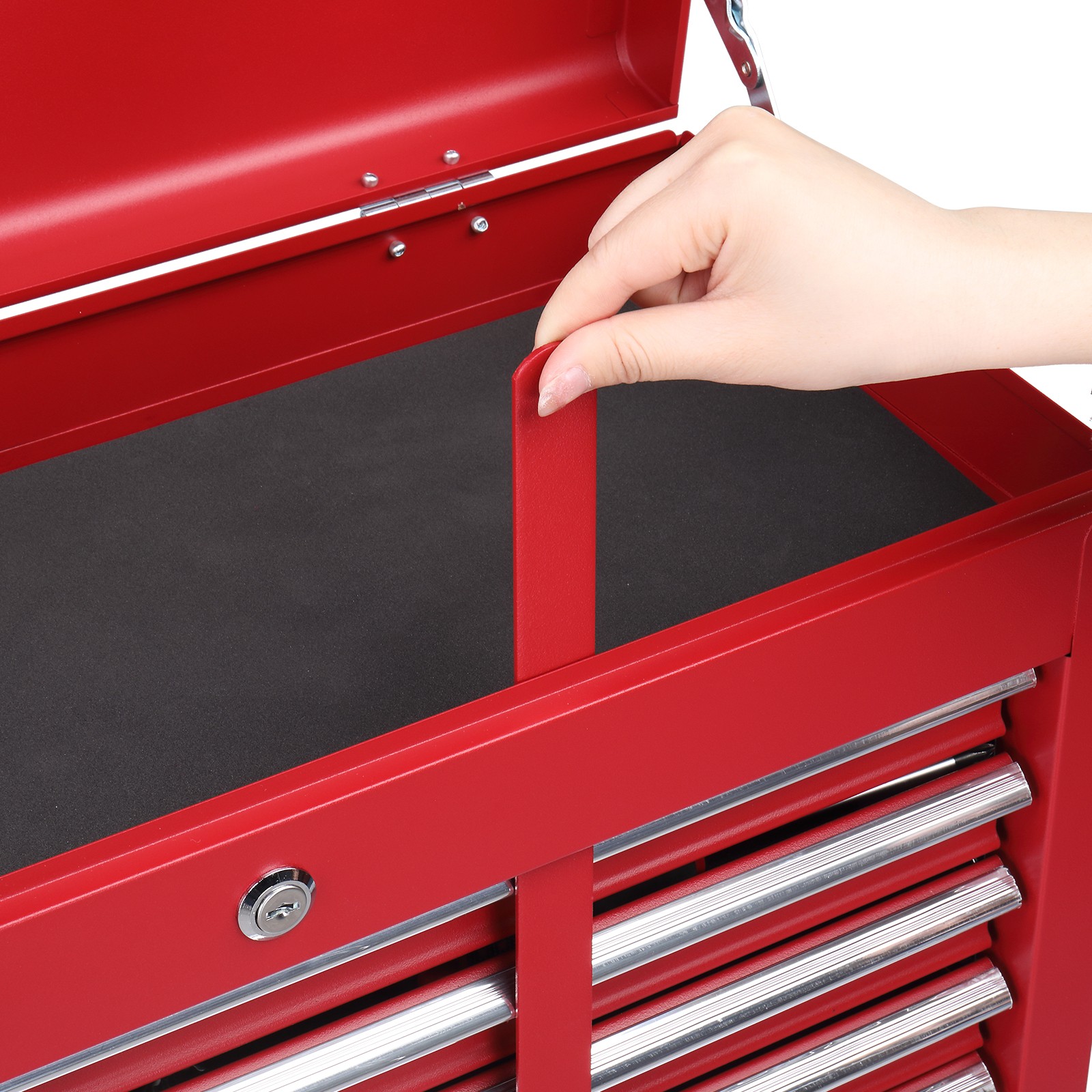 Red Tool Chest Steel Tool Storage Box with 5 Drawers & Locking System & Keys NEW