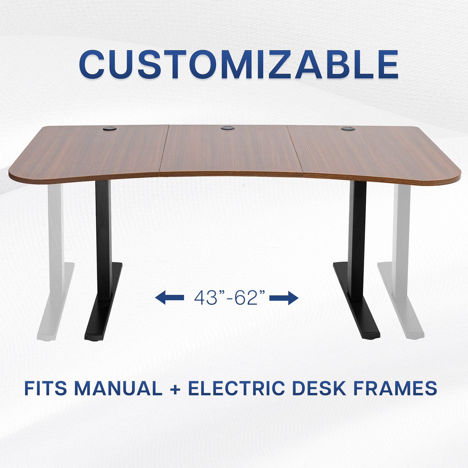 VIVO Dark Walnut 63" x 32" Table Top for Adjustable Standing Desk Frames