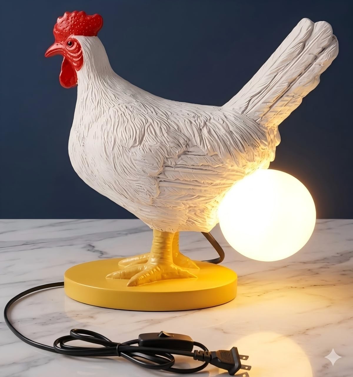 Chicken Egg Lamp, Funny Chicken Butt Night Light with Egg, Lifelike Rooster L...