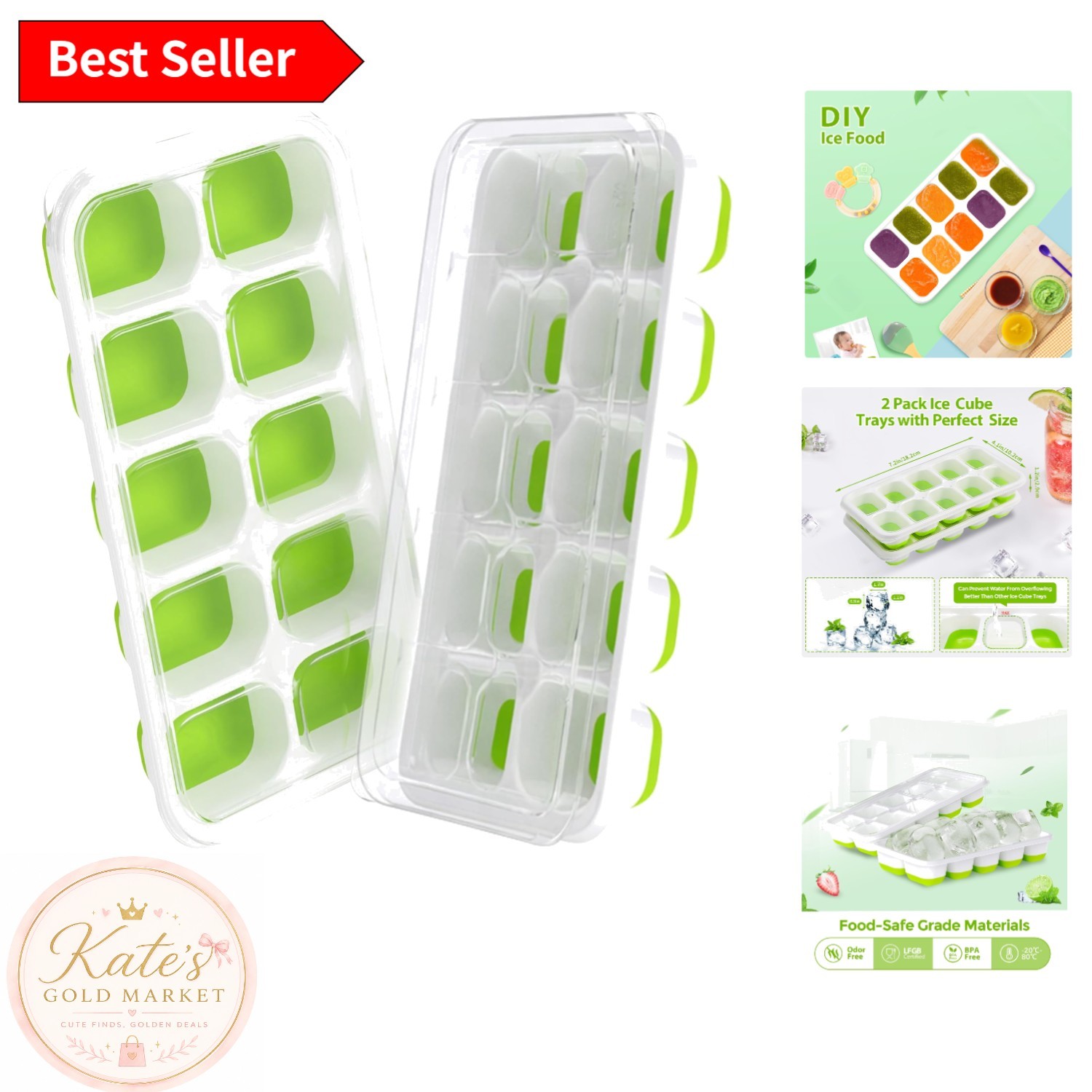 Effortless Ice Release Silicone Ice Cube Trays – Space-Saving & Dishwasher Safe