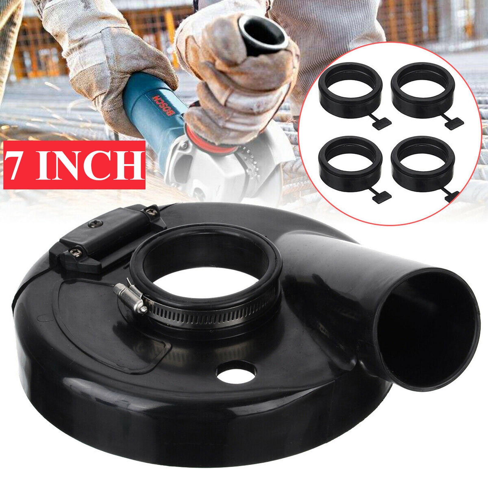 Vacuum Dust Cover 7 inch Shroud Grinding Cover Hood Safety Guard for Angle Hand