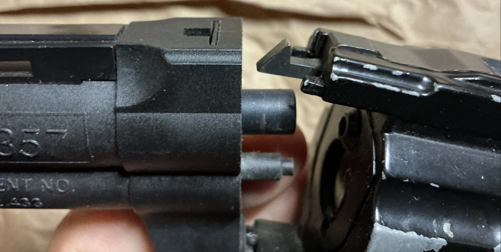 Crossman 357 pellet gun pistol Needs A Spring Adjust, Does Fire Functional