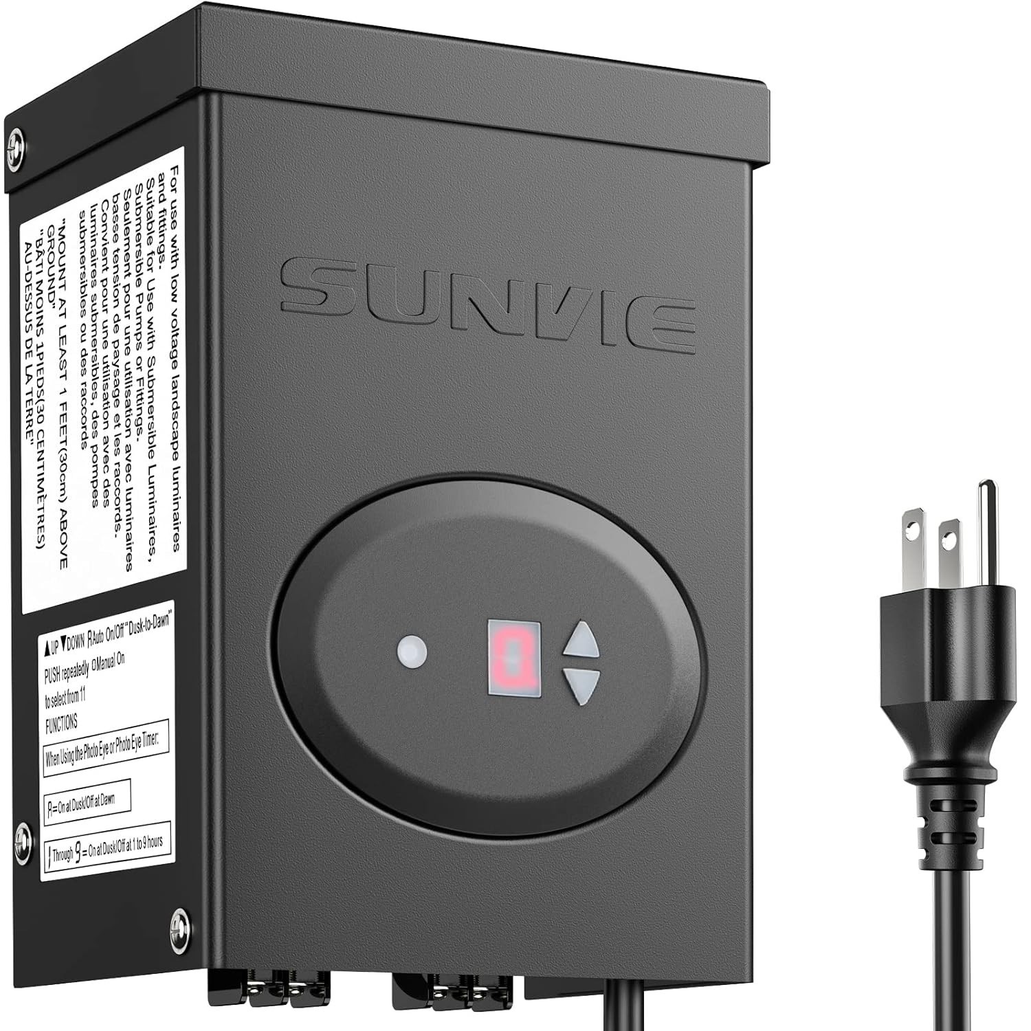 120W Low Voltage Transformer 120V to 12V Power Converter with Photocell