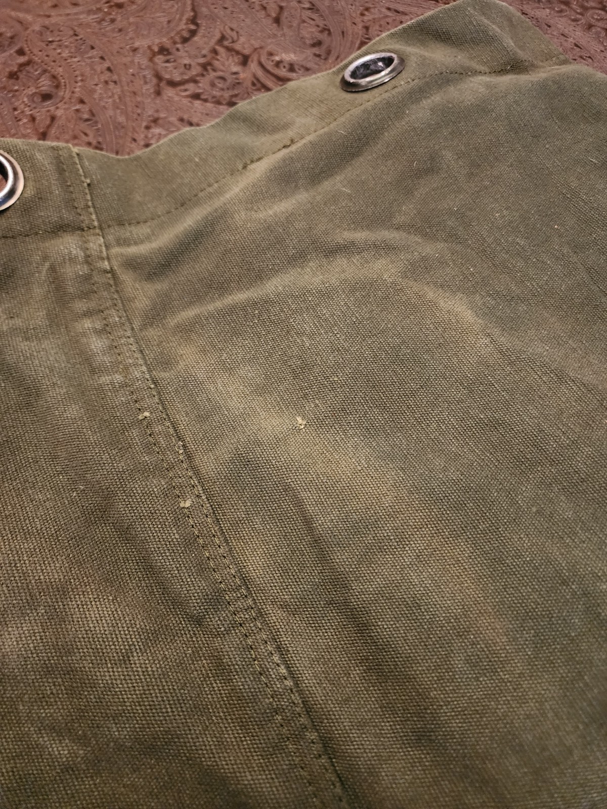 Vintage US Military Duffel Bag. Top Load, Green Canvas, Handle & Strap.